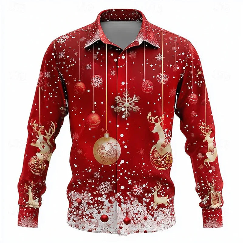 Christmas Men's Snowflake Tie 3D Print Shirt