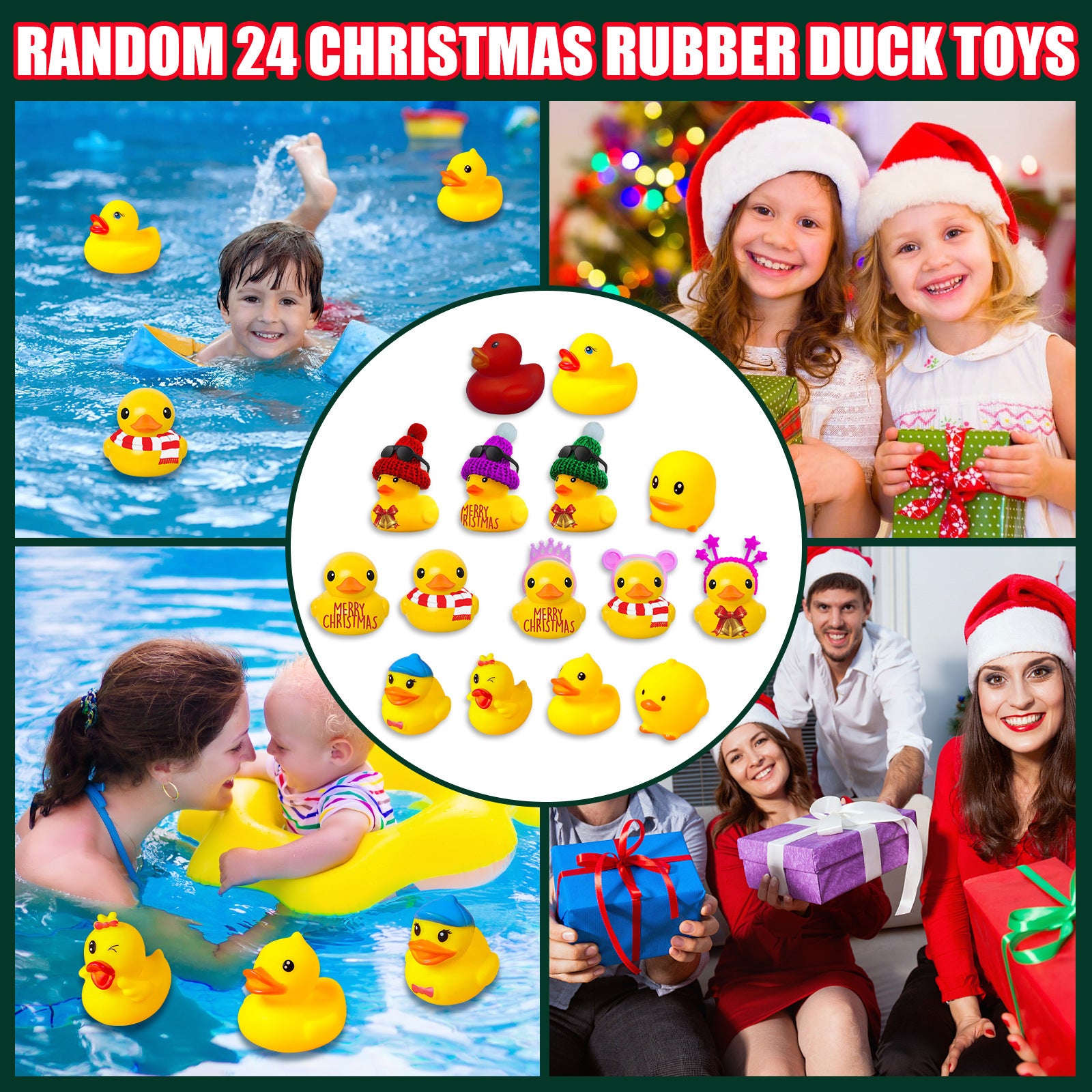 24 Days Countdown Christmas Advent Calendar Set Funny Ducks -Bath Toy For Kids Animals Advent Calendar Christmas Xmas Gifts
