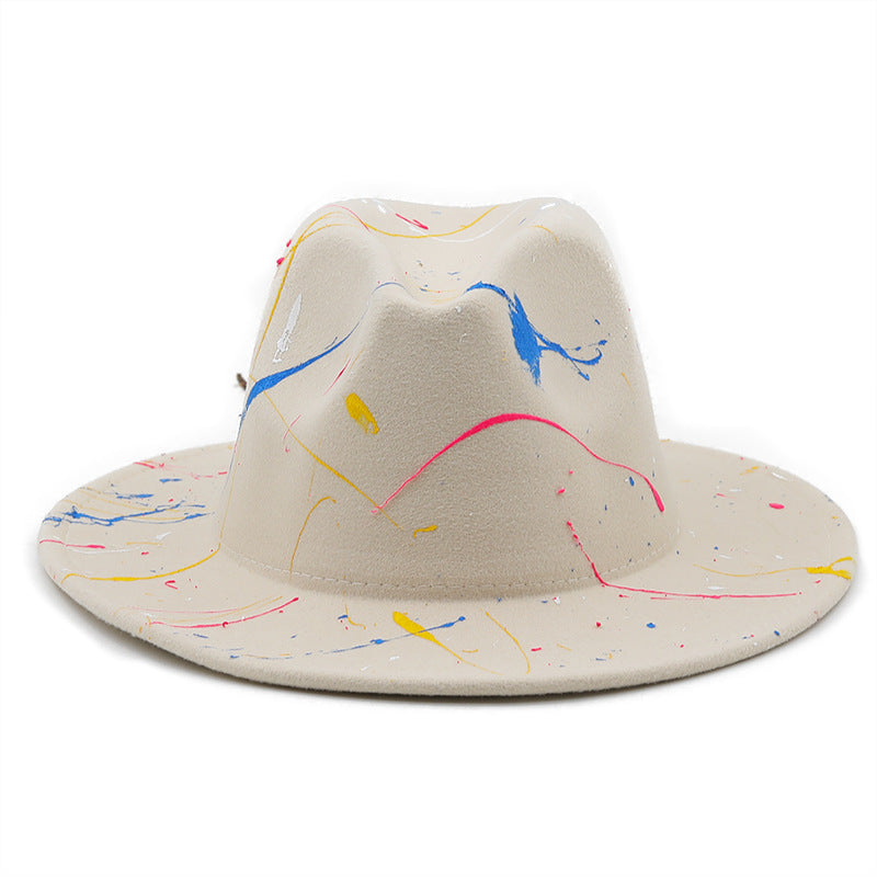 New Unisex Artists Fedora With Colorful Graffiti Paint