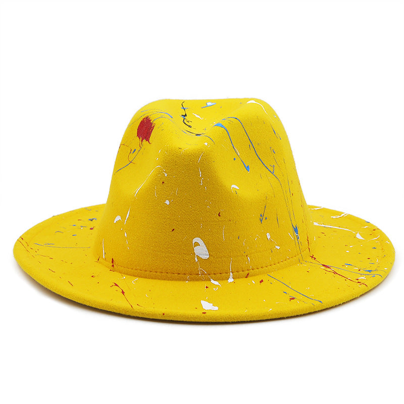 New Unisex Artists Fedora With Colorful Graffiti Paint
