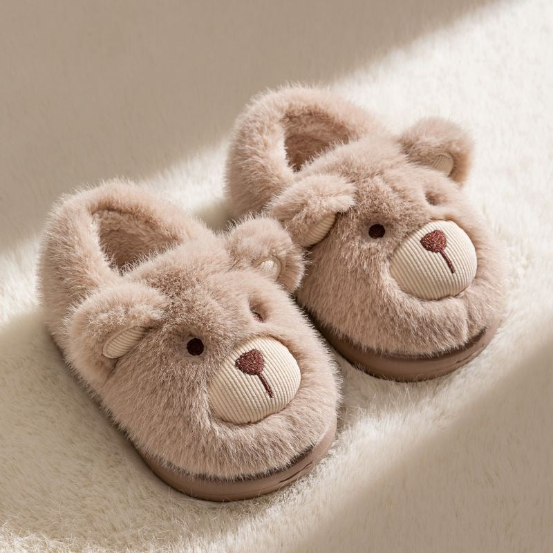 Plush Slippers - Home Cotton Slippers Heel-wrapping Shoes Boys And Girls Warm Shoes