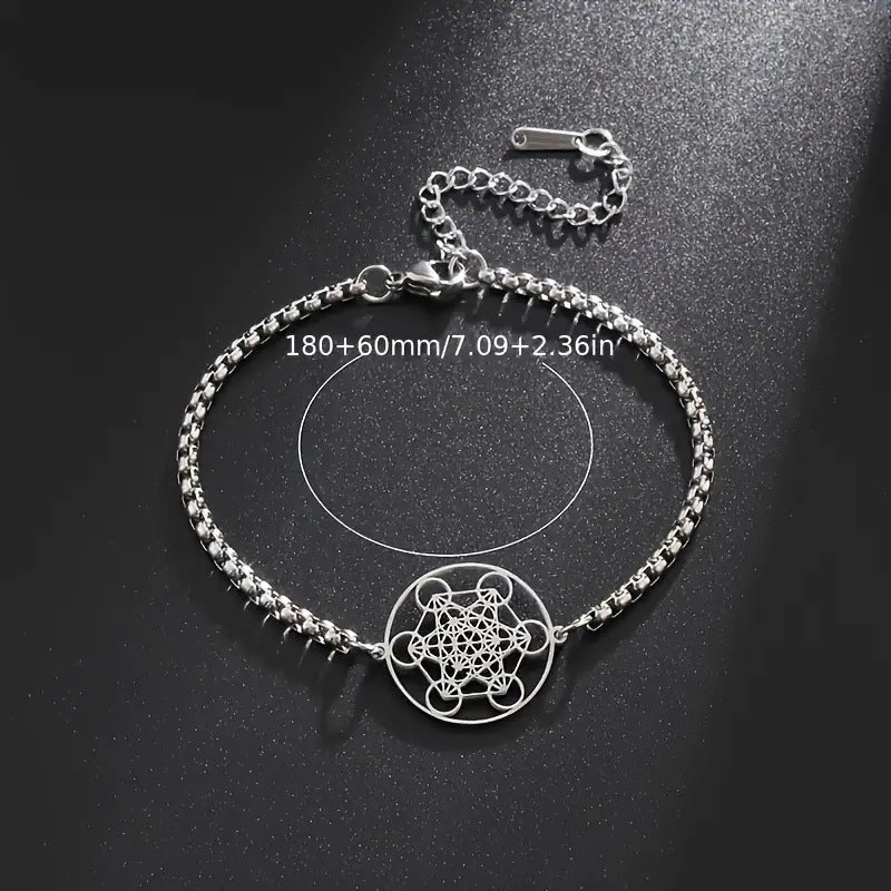 Womens Hollow Ring Six-Loop Pendant Bracelet
