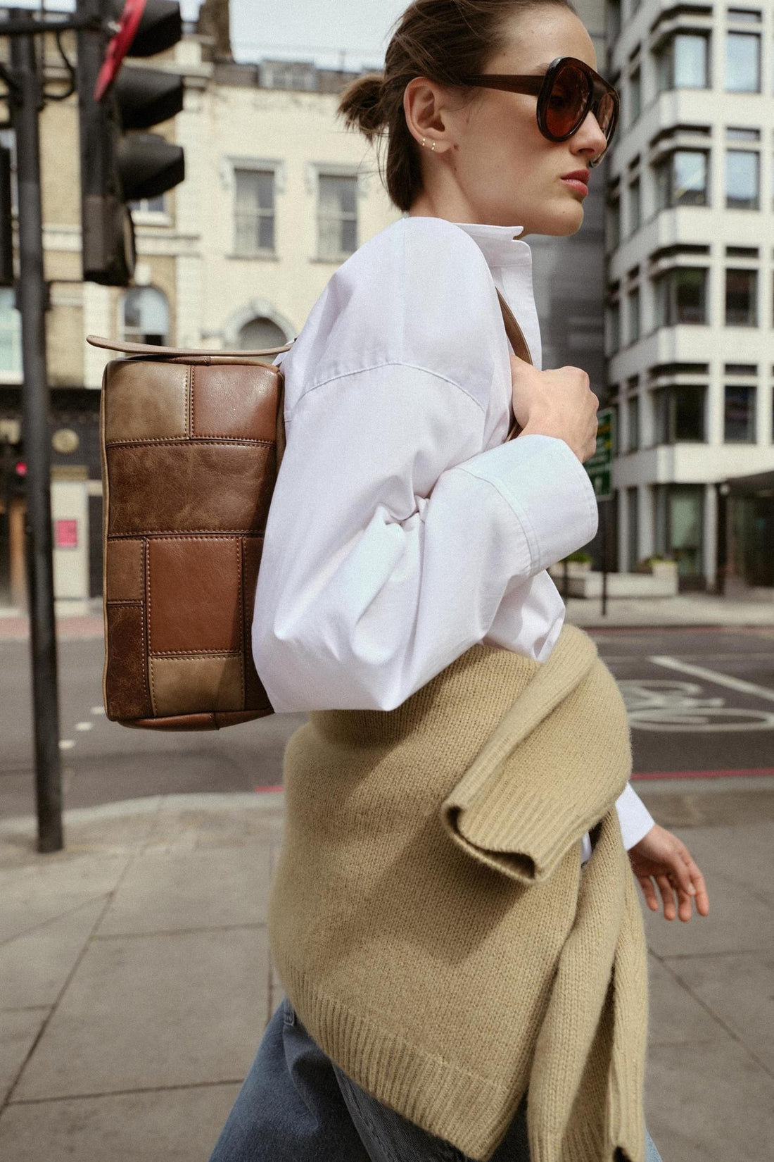 Fashionable Color-Block Patchwork Retro Shoulder And Clutch Bag