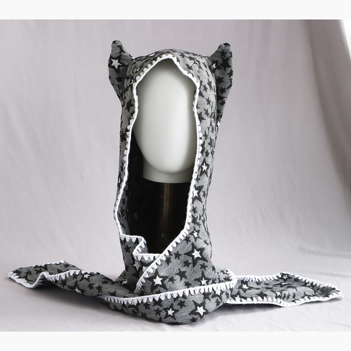 Retro Winter Scarf Hat With Devil Horns For Women Cute Lace Trim