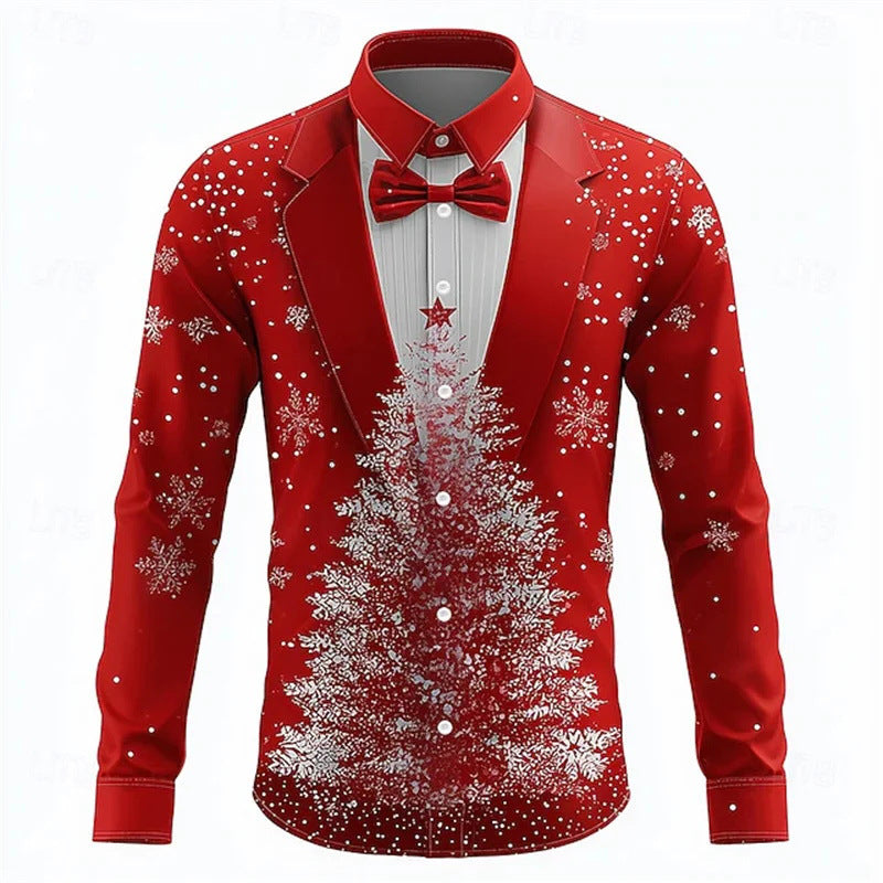 Christmas Men's Snowflake Tie 3D Print Shirt