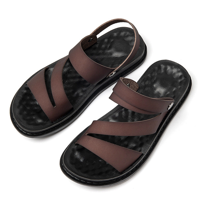 Men's Fashion Casual Outdoor Driving Dual-purpose Leather Beach Sandals