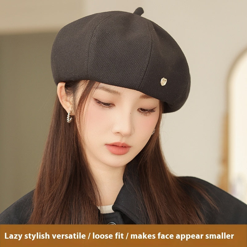 Korean Style Autumn Winter Japanese Simple Face-showing Little Wild Fashion Painter Cap