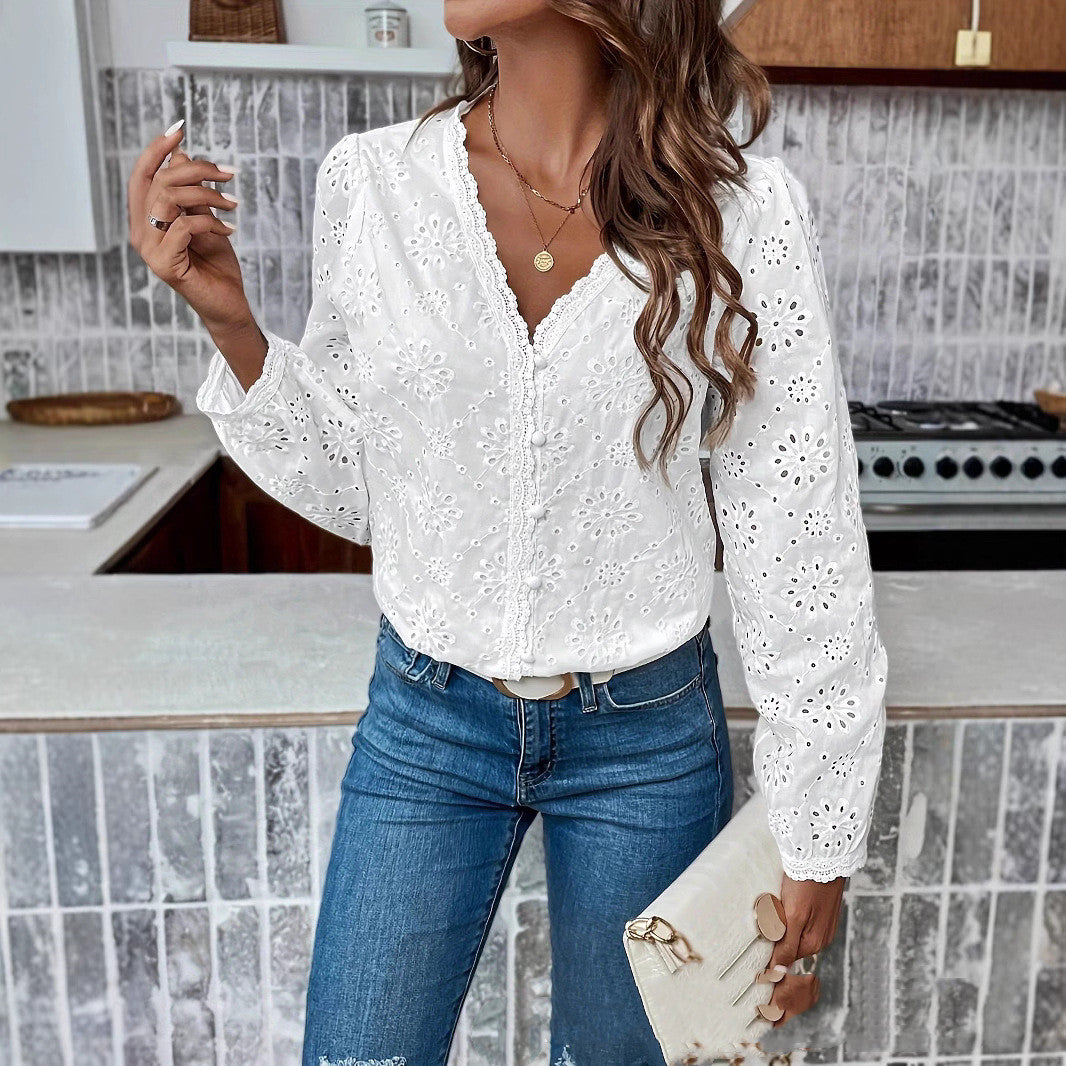 Women's Long Sleeve Socialite Style - Temperament Commute Shirt