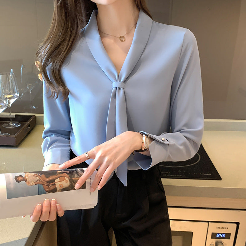 Chiffon Shirt Design Sense V-neck Shirt