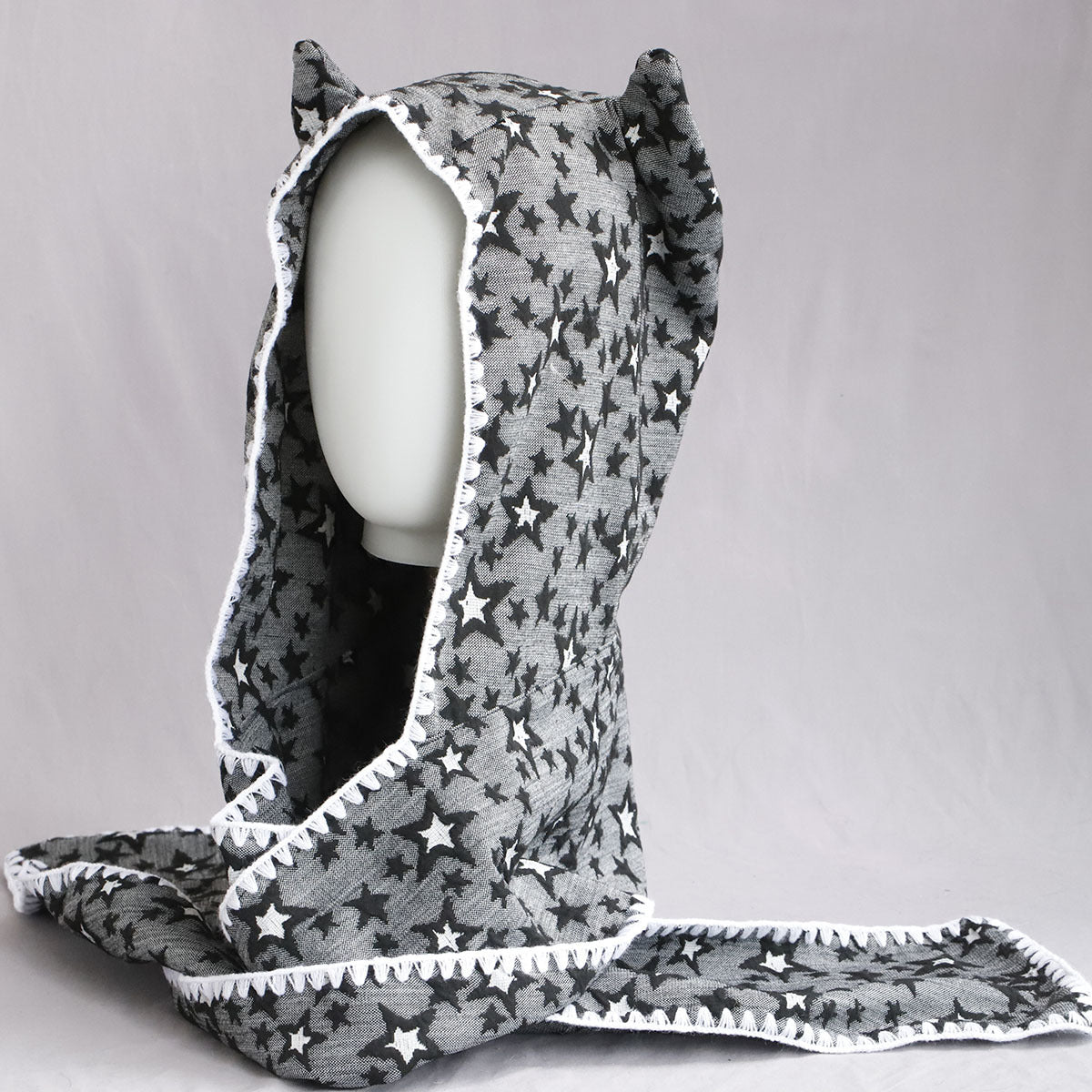 Retro Winter Scarf Hat With Devil Horns For Women Cute Lace Trim