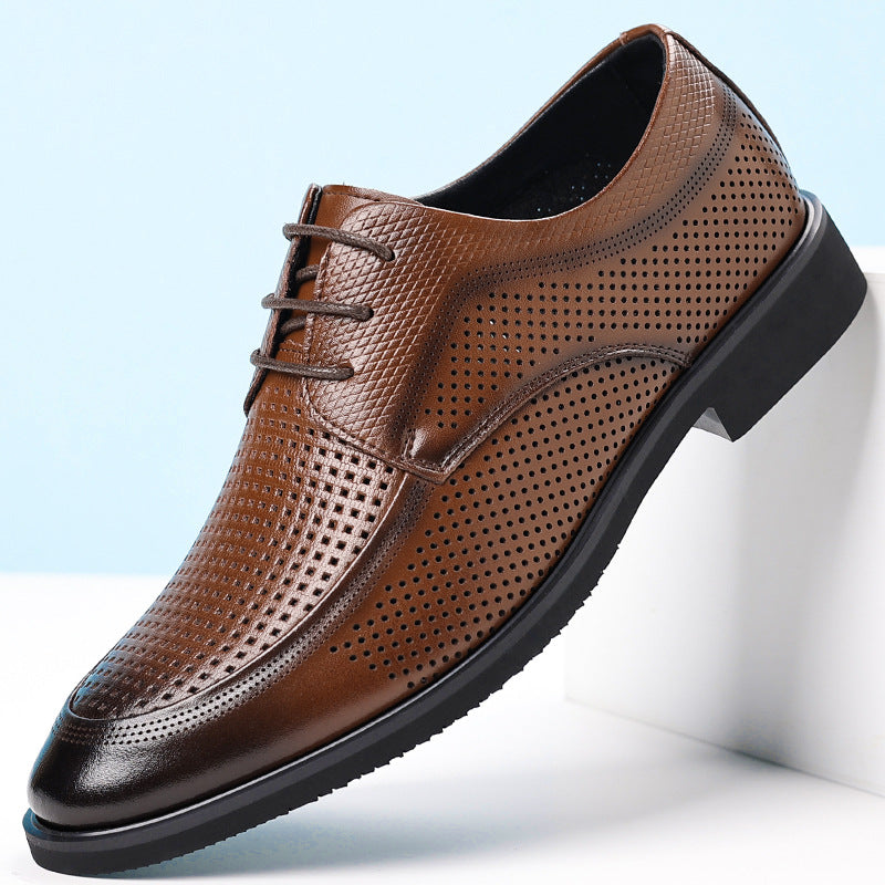 Leather Dress Shoes For Commuting With A Non-slip Round Toe