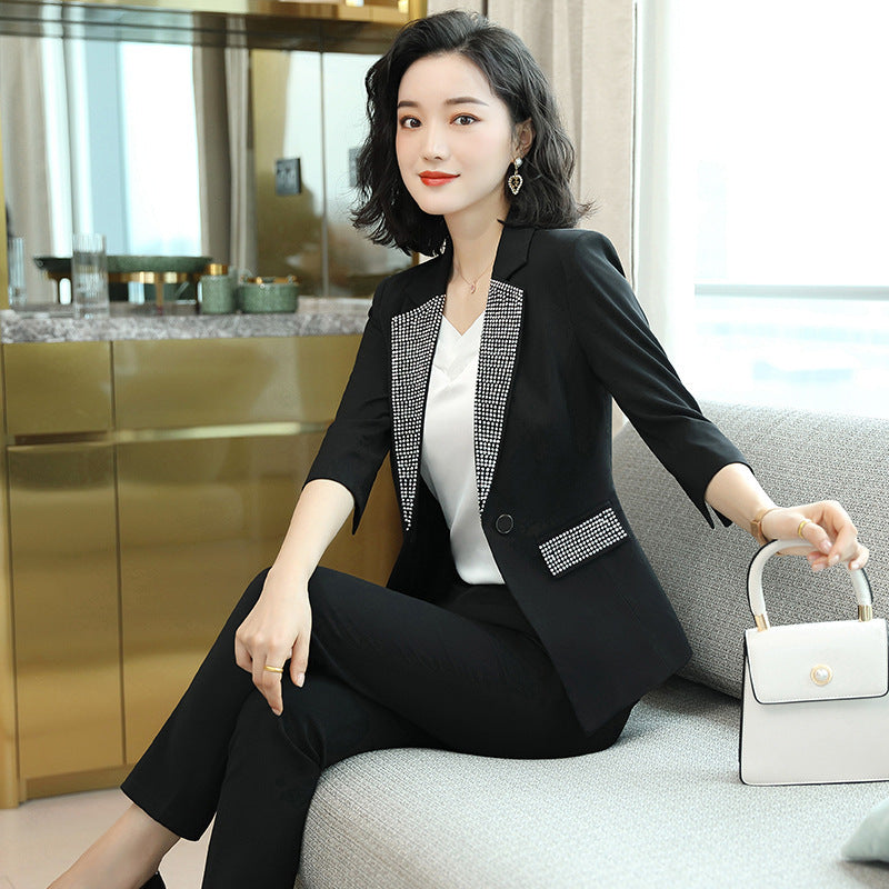 Suit  - Women Summer  - Thin New Temperament Yellow Small Suit