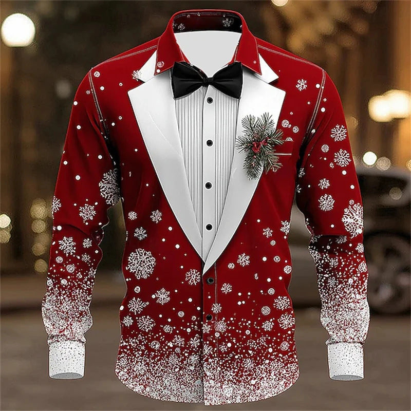 Christmas Men's Snowflake Tie 3D Print Shirt