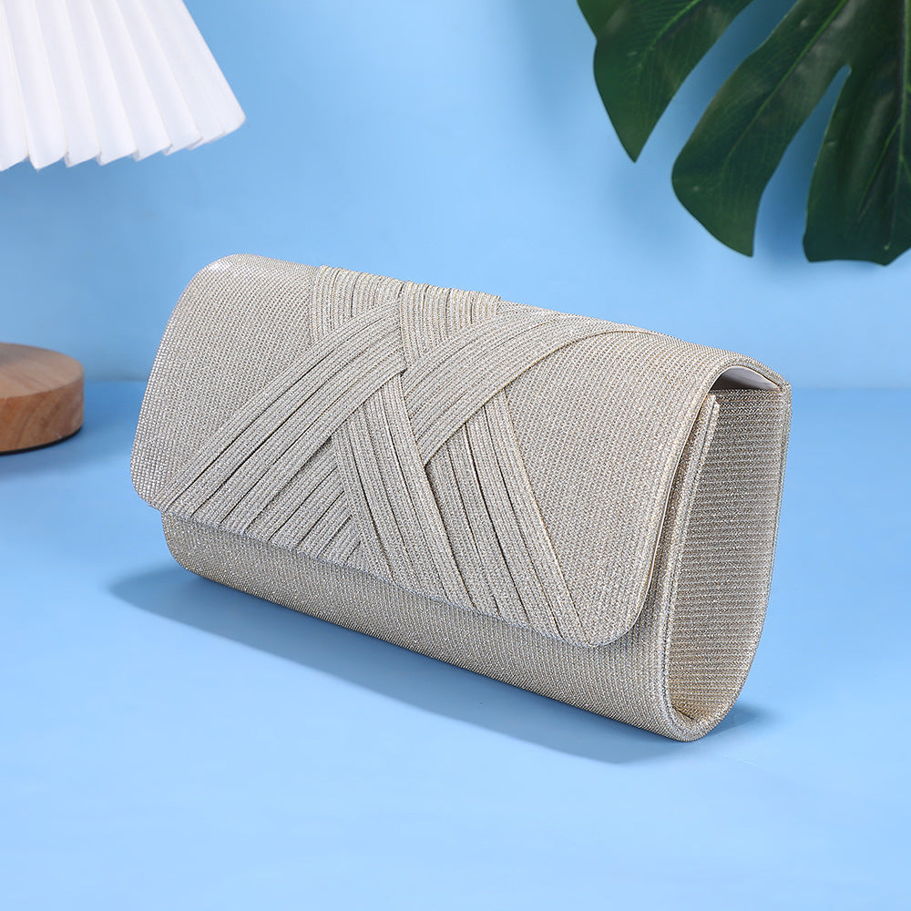 Elegant Striped Evening Bag With Chain Shoulder Strap