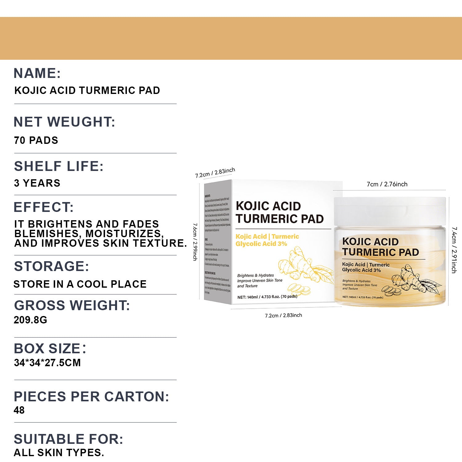 Kojic Acid Turmeric Purifying Toner Pads