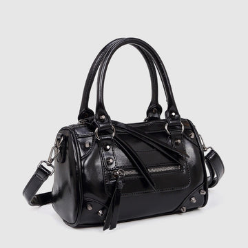 Fashionable Studded Large-capacity Pillow Racing Bowling Biker-inspired Tote And Shoulder Bag