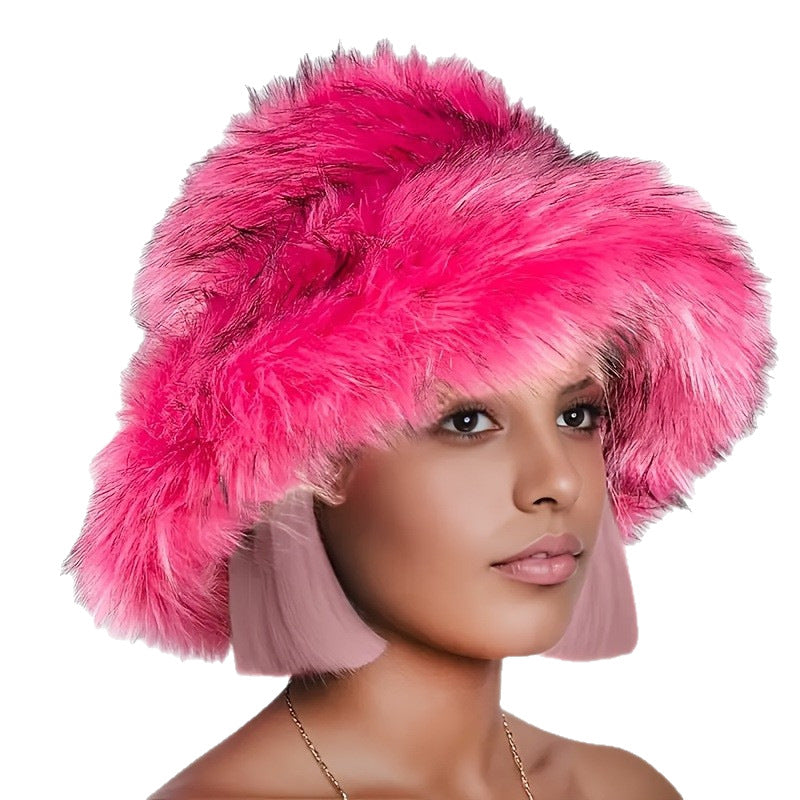 Warm Plush Fisherman Hat, Faux Fur Thickened Raccoon Fur Outdoor