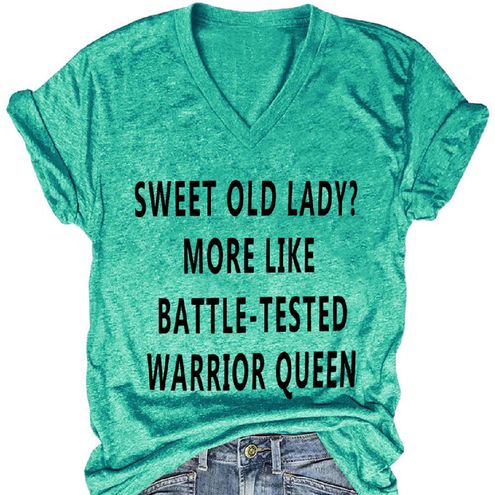 English Printed T-shirt Women's Top