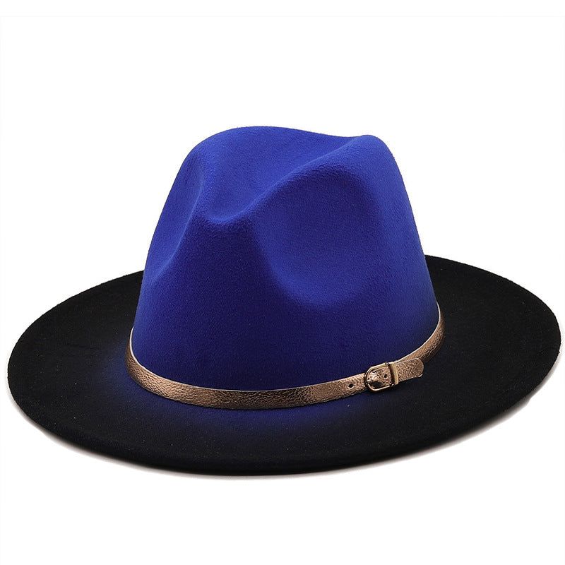 Autumn Winter Spray Painted Wool Jazz Hat