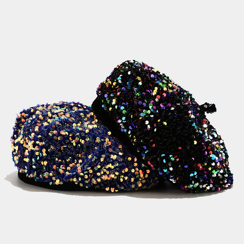 New FallWinter Sequined Trendy Versatile Personalized Pumpkin Hat For Women