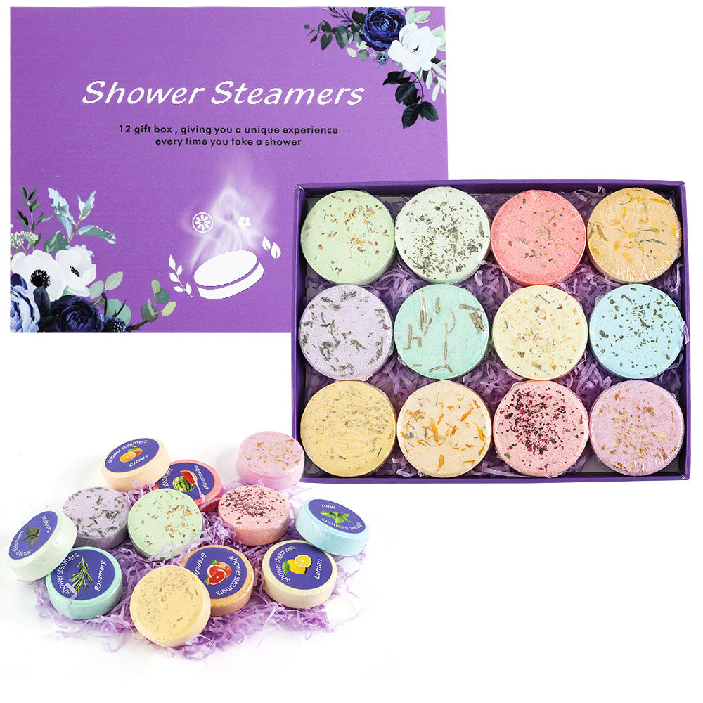 In Stock 12PCs Shower Piece Sea Salt With Dried Flowers Bath Salts Aromatherapy Sheet
