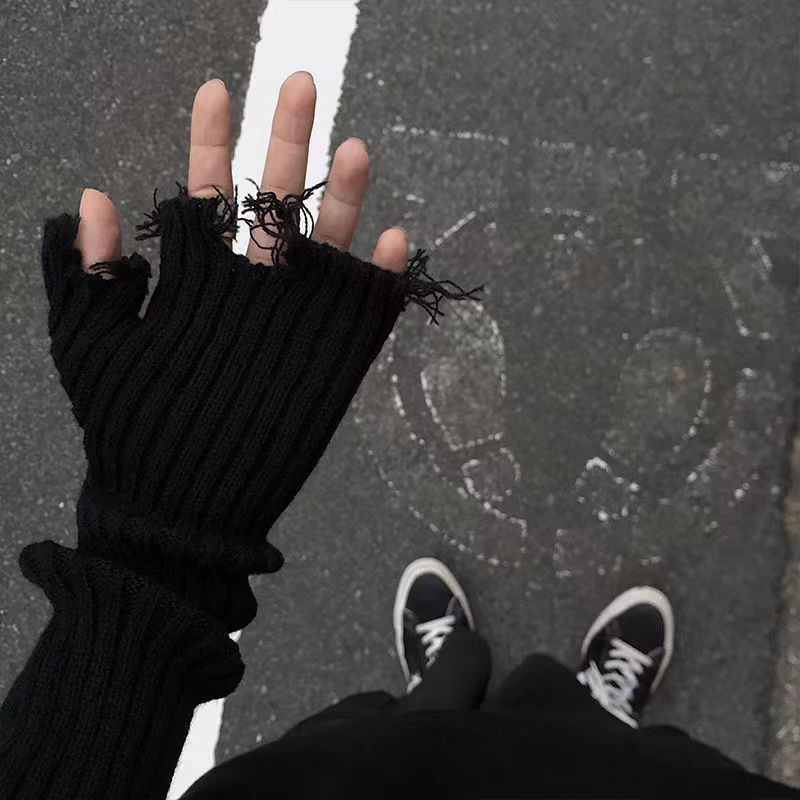 Autumn And Winter Knitting Gloves Hot Girl Trendy Yamamoto Dark Destruction Personality Sweet Cool Oversleeve