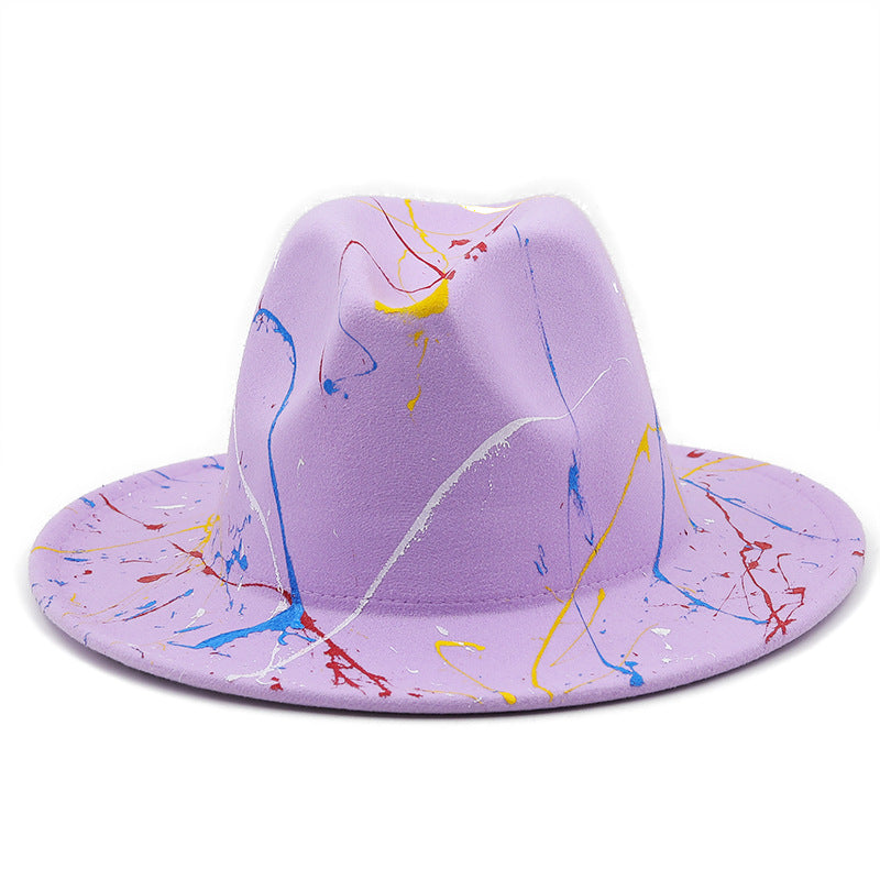 New Unisex Artists Fedora With Colorful Graffiti Paint