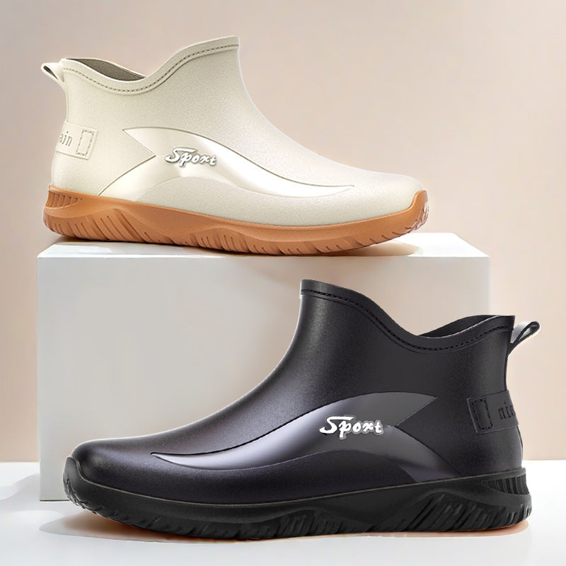 Fashion Non-slip Flat Short Rubber Boots Men