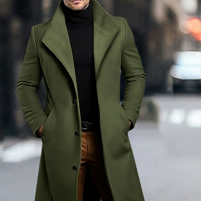 Mens Mid-length Wool Coattrench Coat