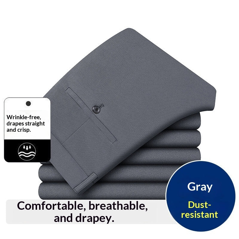 Men's Stretch Casual Pants, Loose-Fit Wrinkle-Resistant, Iron-Free Dress Pants