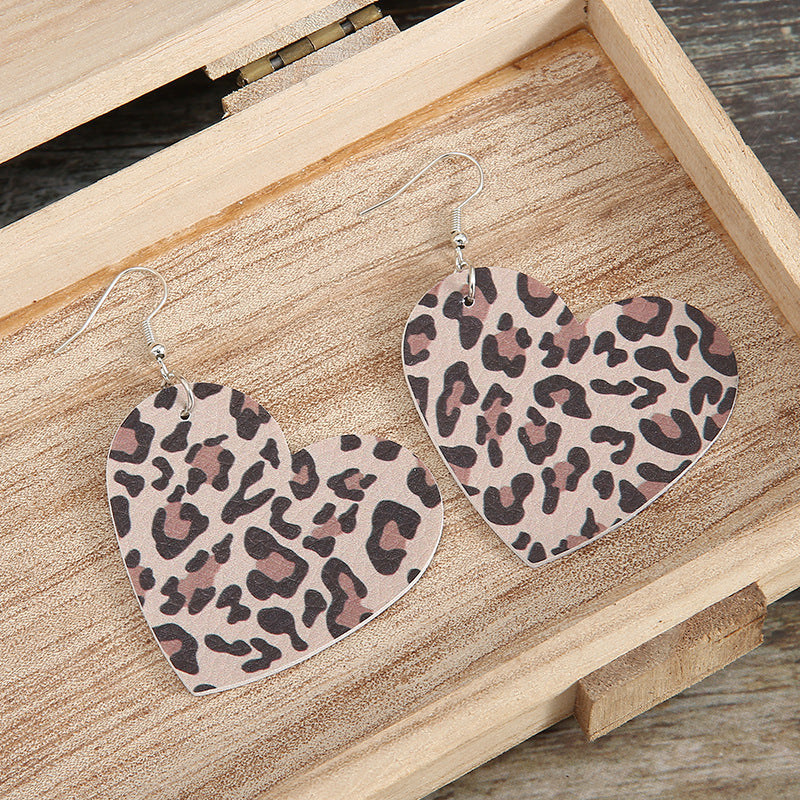 Valentine's Day Love Leather Earrings Creative Heart Shape