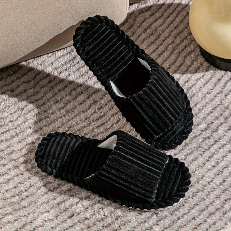 Men's Corduroy Striped - Open Universal Indoor Corduroy Slippers