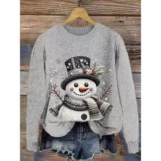 Cross-border Hoodie Christmas Street 3D Digital Print Women's Trendy Casual Round Neck Top