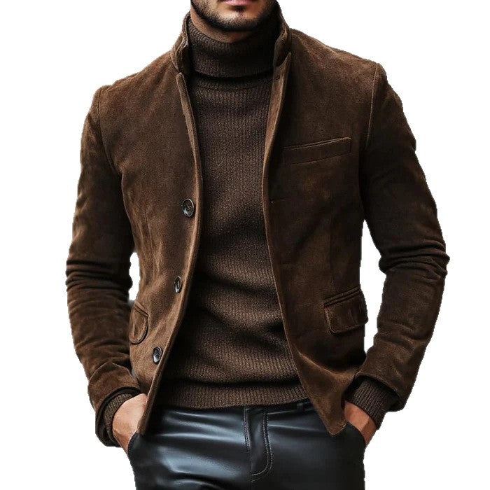 Mens Retro Casual Suede Work Jacket