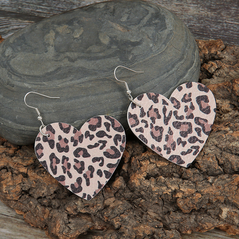 Valentine's Day Love Leather Earrings Creative Heart Shape