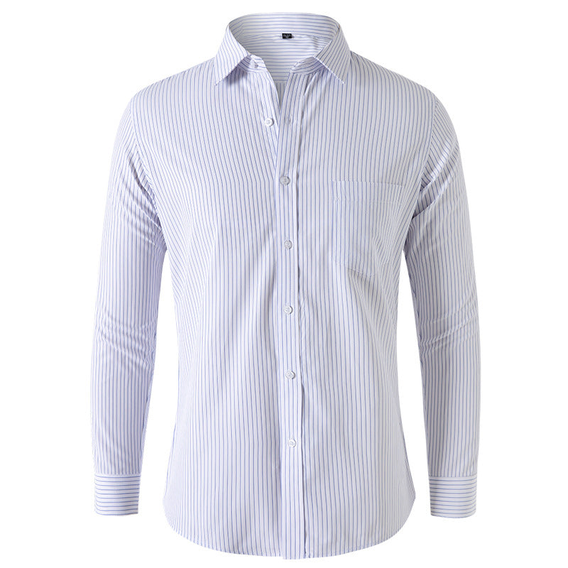Solid Color Long Sleeve Men's Shirt - Black Casual New Fashion