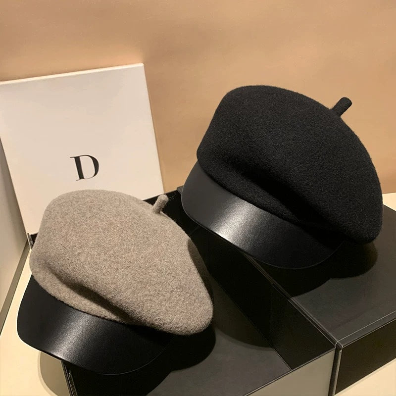 Womens Oversized Wool Patchwork Beret In Korean Style For FallWinter