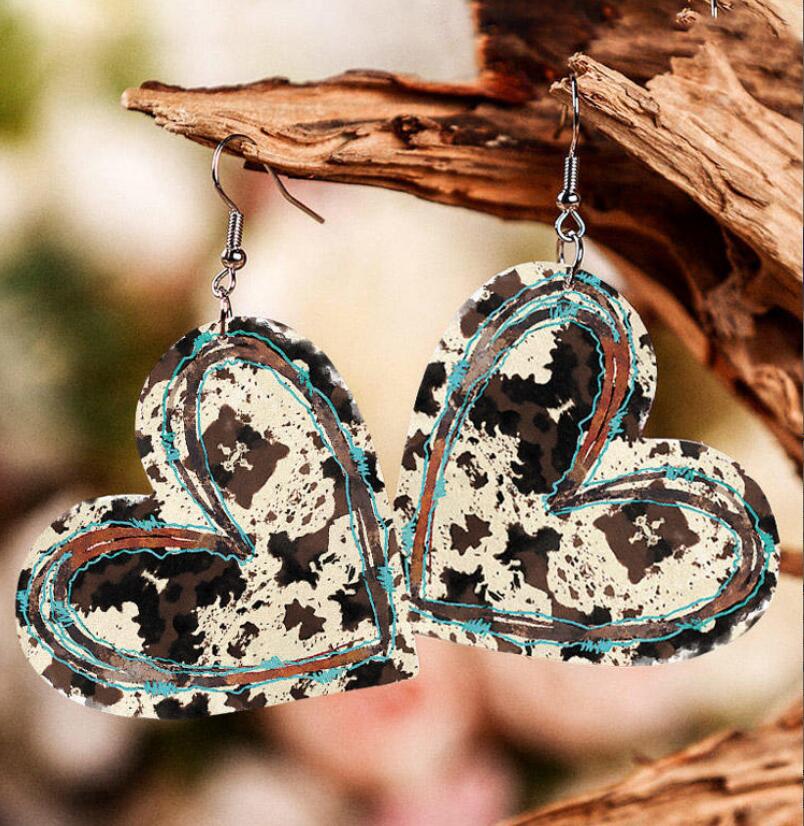 Valentine's Day Love Leather Earrings Creative Heart Shape