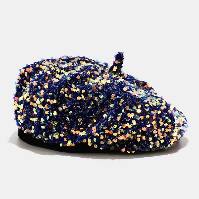 New FallWinter Sequined Trendy Versatile Personalized Pumpkin Hat For Women