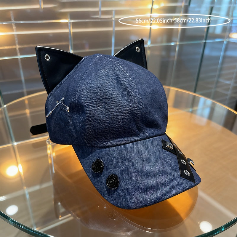 Y2K American Retro Cat Ears Flat Brim