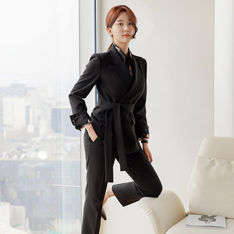 Lace-up Waist - Suit Jacket  & Trouser Suit - Women