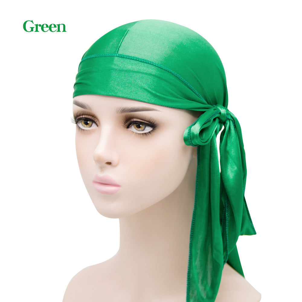 Unisex Satin Long Tail Headwrap  Stretchy Pirate Hat And Hip Hop Turban For Men And Women, Elastic Bandana Cap For Costume And Fashion