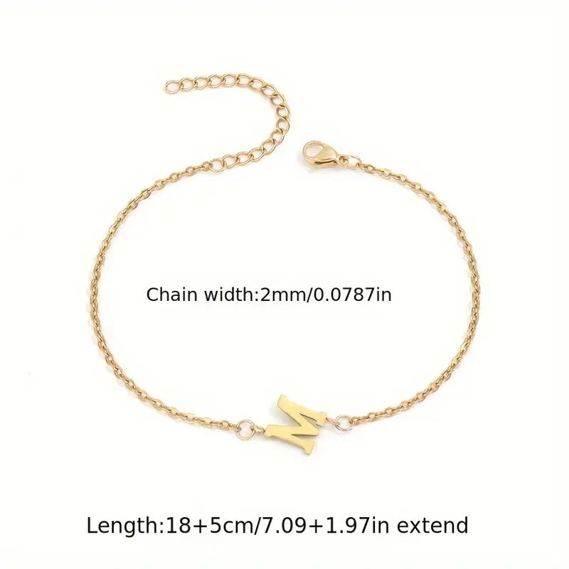 Minimalist Stainless Steel Bracelet With Real Gold Lettering Inside The Cuff