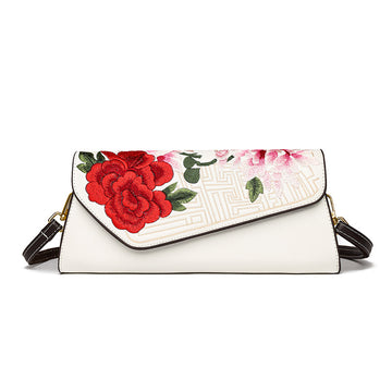 Chinese-style Shoulder Bag With A Rich Opulent Floral Design