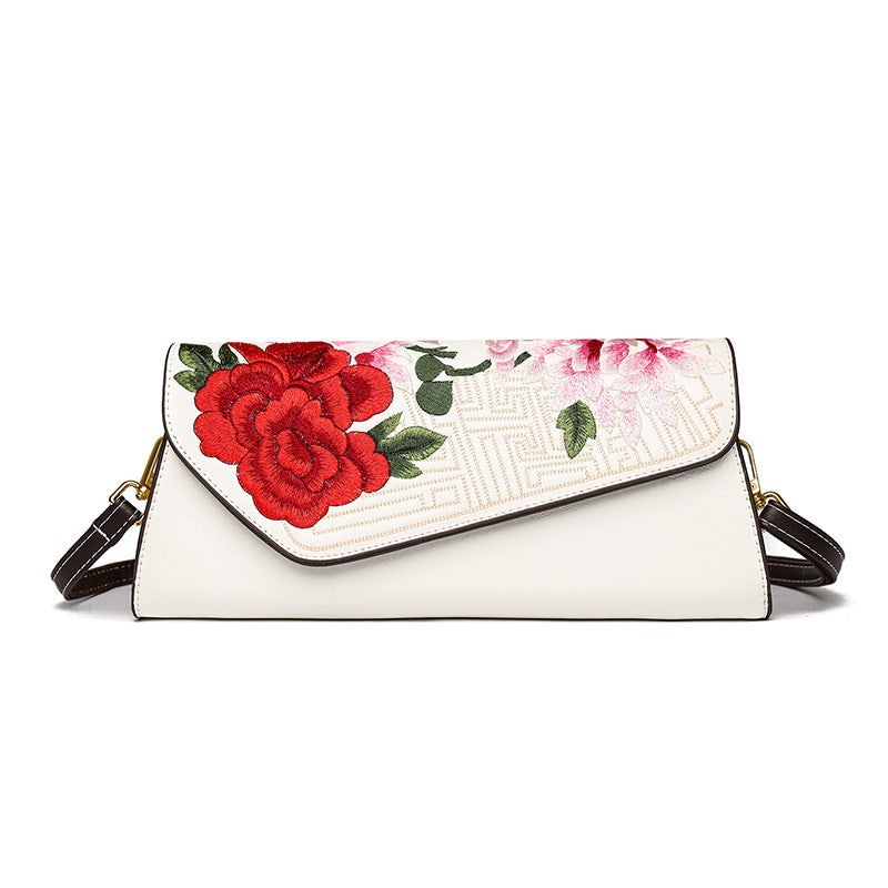 Chinese-style Shoulder Bag With A Rich Opulent Floral Design
