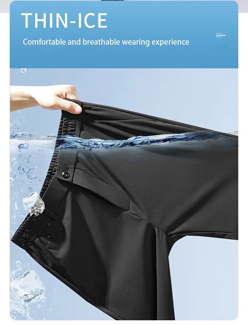 Casual Pants Men's Thin Business Stretch-fit Pants