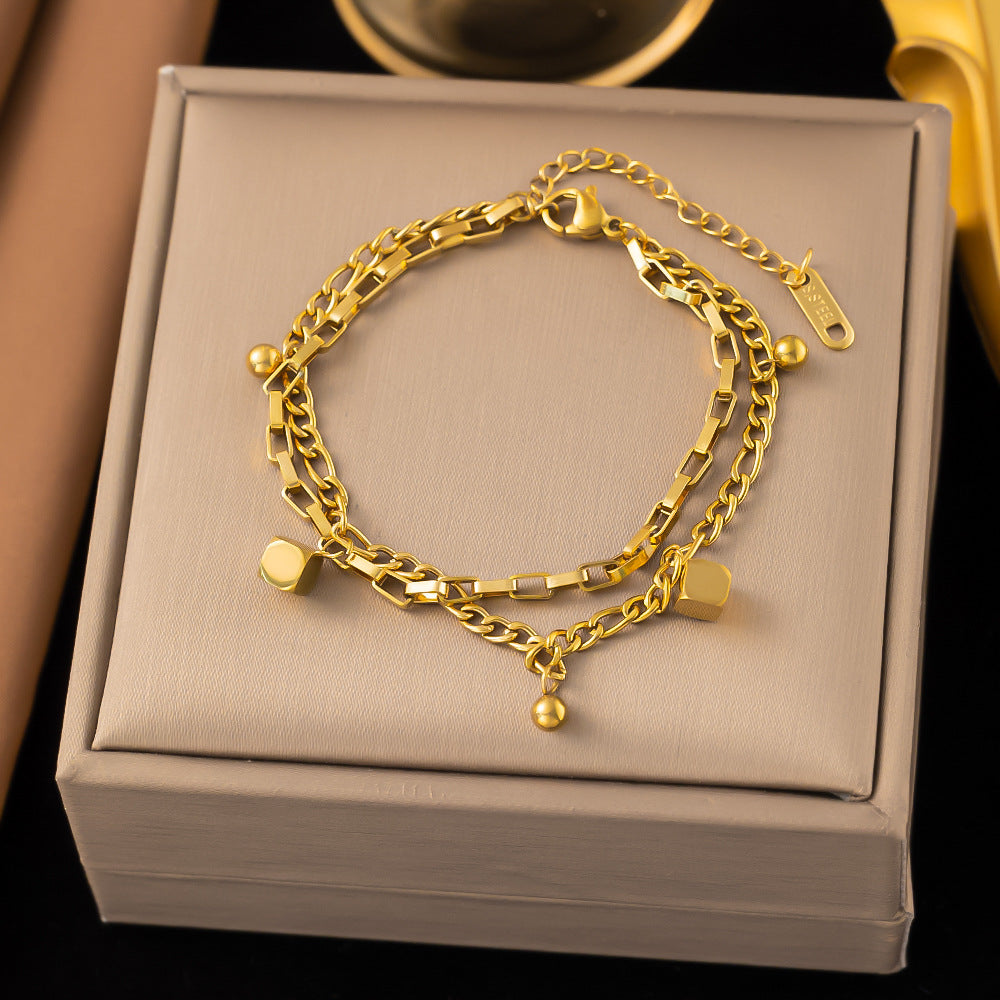 New Colorfast Japanese And Korean Style Titanium Steel Bracelet For Women, Versatile.