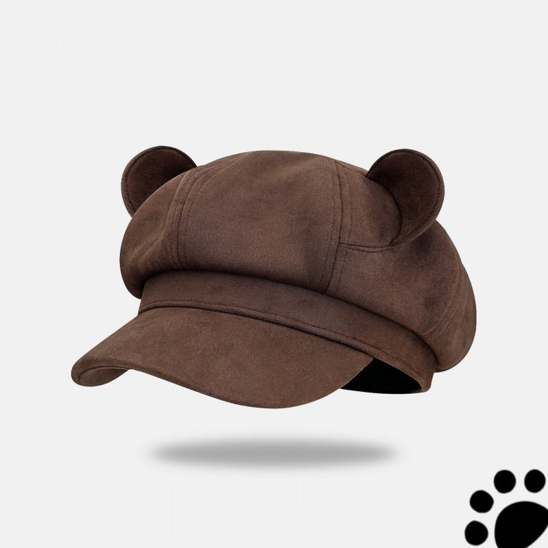 Little Bear Ears Suede Fleece Octagonal Hat For Women