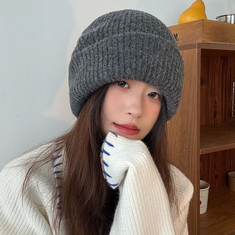 Women's Double-layer Wool Flanging Woolen Cap