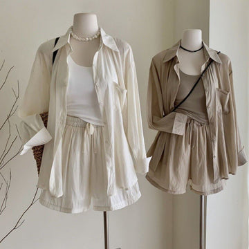 Women's Casual - Short, Vest, And Shorts -Three-piece Suit